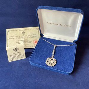 NWOT Jackie Kennedy Reproduction Floral Necklace with Crystal Drop Pendant